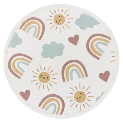 Produktbild von TT Home Waschbar Teppich Krabbelmatte Babyzimmer Baby Spielmatte Kinder Rutschfest Flauschig Modernes Design Deko Größe 120 cm Rund