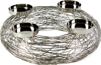 Produktbild von Advents Kranz Edelstahl silber modern 37cm 4 Kerzen Halter Weihnachten Metall