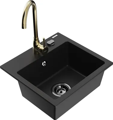 Image de Évier en granit Milo avec mitigeur Telma, noir (6505-77-670200-50-B)