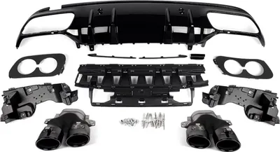 Produktbild von Heckdiffusor Taviro –  Heckdiffusor – Für Mercedes C-Klasse W205 Sedan AMG C43 (2014-2021) – Schwarz – Runde Auspuffendrohre – Autozubehör