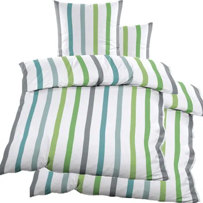 Produktbild von 4-tlg. Bettwäsche Renforce, 2x(135x200 + 80x80cm), Baumwoll Mischgewebe, multicolor Blockstreifen