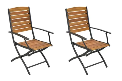 Produktbild von Merxx Gartensessel Santorin 2er Set, klappbar - Aluminium/Akazie