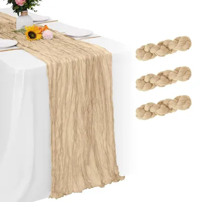 Produktbild von Set mit 3 beigen Tischläufern, 55 x 300 cm