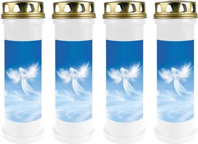 Image de Bougie funéraire - Pack de 4 - Blanc 100h ( couvercle or ) - Ange