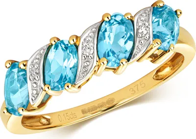Produktbild von Raffinierter 9 Karat (375) Gold Damen - Diamant Ring Brillant-Schliff H - PK mit Topas, 53 (16.9); TRS28680RSM