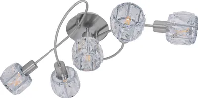 Produktbild von Näve Leuchten Deckenleuchte JOSEFA mit Deckenleuchte JOSEFA mit Deckenleuchten - 5er-LED-Deckenleuchte E14 "JOSEFA", Deckenlampe im Retro Style, aus Metall und Glas in stahl-blank, 61 x 36 x 21 cm, E14-Fassung