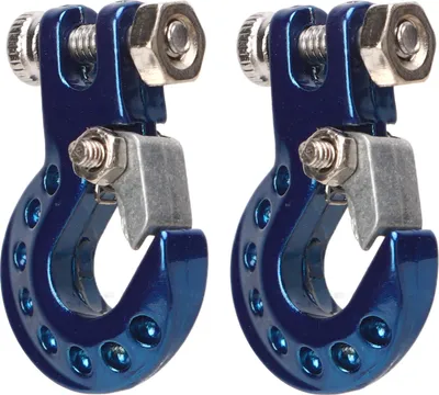 Image de 2 crochets de remorquage RC robustes en aluminium, crochets métalliques bleus pour crawlers et véhicules tout-terrain RC au 1/10, accessoires pour TRX4 et SCX10