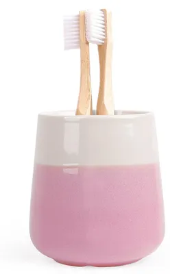 Produktbild von Zahnputzbecher Keramik 350ml Rosa Zahnbürstenhalter für Bad