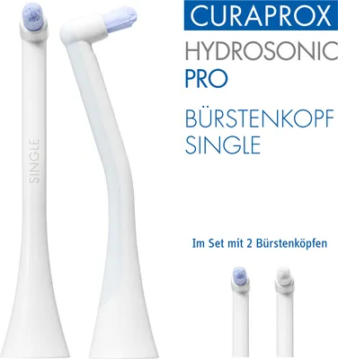 Produktbild von Hydrosonic SINGLE Aufsteckbürsten, 2x Bürstenkopf, optimale Reinigung zwischen Zähnen & Zahnspangen