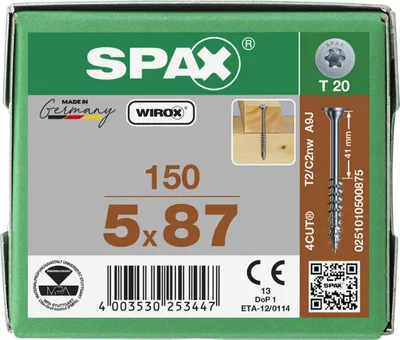 Produktbild von SPAX Universalschrauben T20 Tellerkopf WIROX 0251010500875 x 150 St.