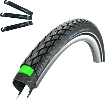 Produktbild von 1 x Schwalbe Marathon Green Guard Fahrradreifen in Schwarz Reflex 47-559 (26 x 1,75) inkl. maxxi4you Reifenheber