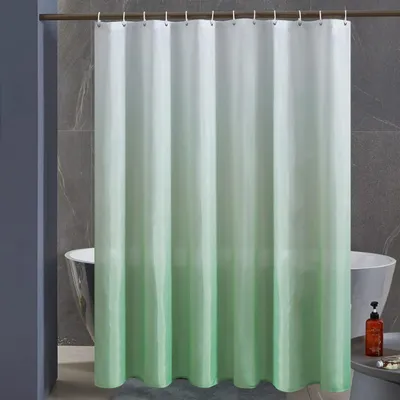Immagine prodotto di Tenda da doccia 180x200 antimuffa impermeabile lavabile per vasca e doccia bianco verde con 12 anelli per tenda da doccia