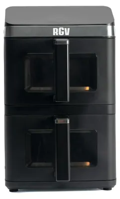 Heißluftfritteuse 5 L, Doppelkorb, vertikal, Touchpanel, 11 Programme