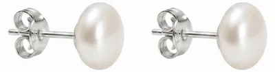 Zdjęcie produktu dla Kolczyki sztyfty z białymi perłami - srebro 925, kształt guzika, rozmiar perły: 11.0-12.0 mm, stop: srebro