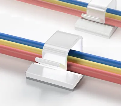 Immagine prodotto di Elfcam - 30 fermacavi autoadesivi per organizzare i cavi di rete Ethernet, gestione dei cavi per la casa o l'ufficio, bianco (8,0 mm, confezione da 30)