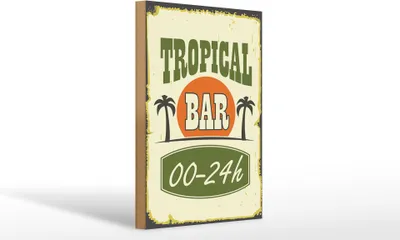 Produktbild von Dřevěná cedule Alkohol 20x30cm Tropical Bar 00 - 24 h