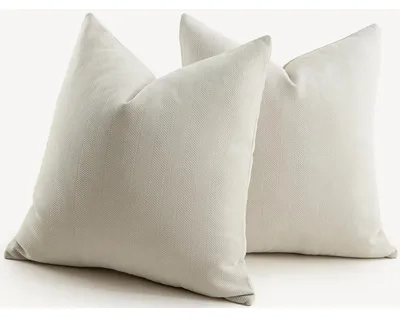 Immagine prodotto di Set di 2 federe per cuscini, 60x60 cm, color crema, in tessuto chenille, morbide, ideali per decorare