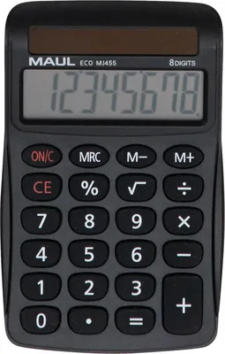 Obrázek produktu pro Stolní kalkulačka MAUL ECO MJ 455 LCD displej 1řádkový, 8 číslic Solární 11,2 x 7,1 x 2 cm černá