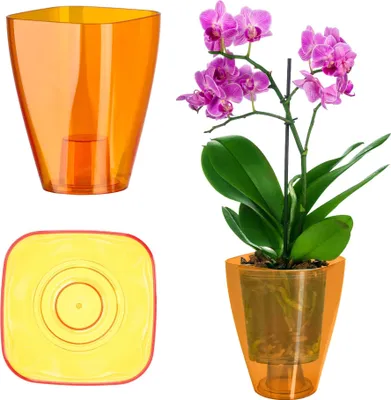 Obrázok produktu pre Kvetináč na orchidey – plastový kvetináč – malý – oranžový