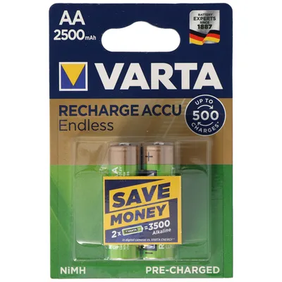 Produktbild von Varta 56686 101 402, Wiederaufladbarer Akku, AA, Nickel-Metallhydrid (NiMH), 1,2 V, 2 Stück(e), 2500 mAh