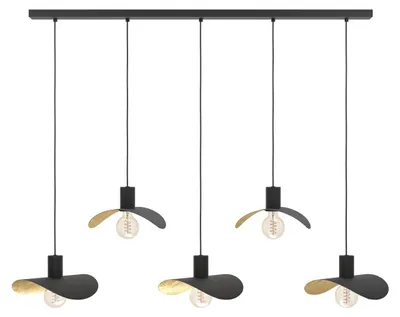 Zdjęcie produktu dla Czarna lampa wisząca Saceda, złota, 5 punktów świetlnych