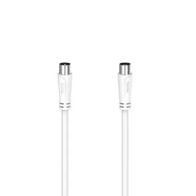 A white coaxial cable with two male connectors.