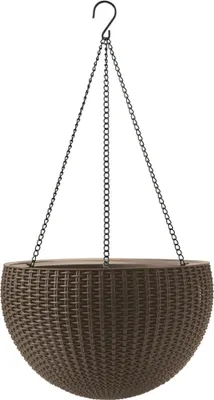 Productafbeelding van Keter Ophangende bloempot met haak en ketting. Kleur: Mokka