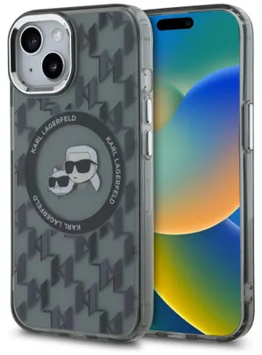 Produktbild von Fall Karl Lagerfeld Iml Monogramm Karl & Choupette Kopf Magsafe Na Iphone 15 Plus - schwarz