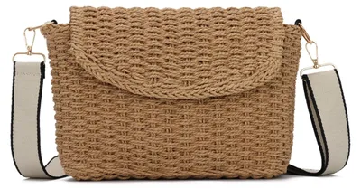 Produktbild von Solidchoice – Umhängetasche aus Rattan für Damen, mit Schulterriemen, braun
