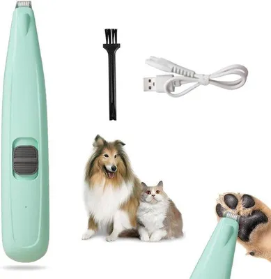 Image de Tondeuse verte pour animaux, rechargeable, silencieuse (40 dB), pour les pattes, les oreilles et le visage