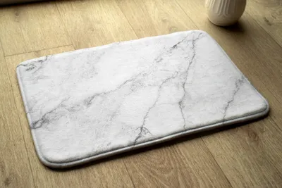Produktbild von Badteppich Saugfähige - Badezimmer Teppich - Rutschfester Badvorleger Badematte - 90x60 cm - Weißer Marmor