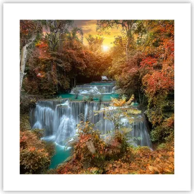 Produktbild von Poster - Poster ohne Rahmen - Park Wasserfall Wasser - 40x40 cm - Wand Bild - Wanddeko - Wandbilder - Kunstposter - Wandposter - Bilder - Kunstdruck - Wanddekoration - Wandbild - P2XAC40x40-3995