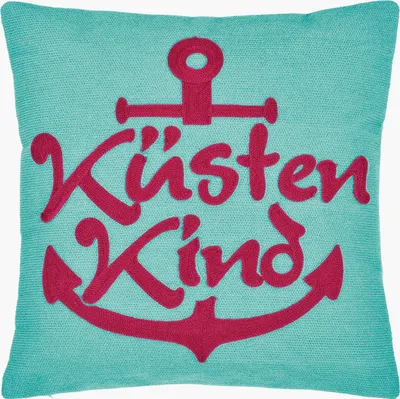 Produktbild von Pad Kissenhülle Küstenkind aqua 40 x 40 cm maritim, bestickt mit RV