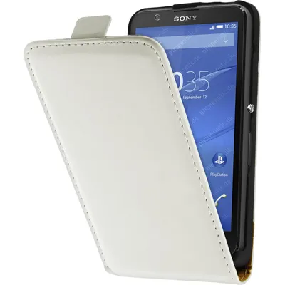 Produktbild von PhoneNatic Kunst-Lederhülle kompatibel mit Sony Xperia E4 - Flip-Case weiß + 2 Schutzfolien