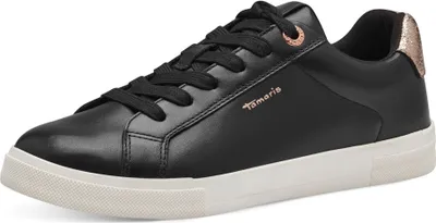 Produktbild von Tamaris Damen Sneaker Leder Court Schnürung 1-23622-42, Größe:40 EU, Farbe:Schwarz