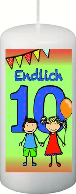 Produktbild von FRAdo-Trend Kerze zum 10. Geburtstag, Weiß