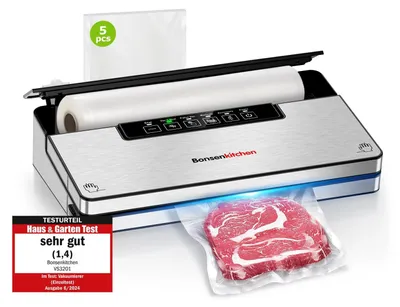 Produktbild von Vakuumierer Vakuumiergerät Schweißgerät - 125 W - Lebensmittelverpacker mit Schneider - Rollenspeicher