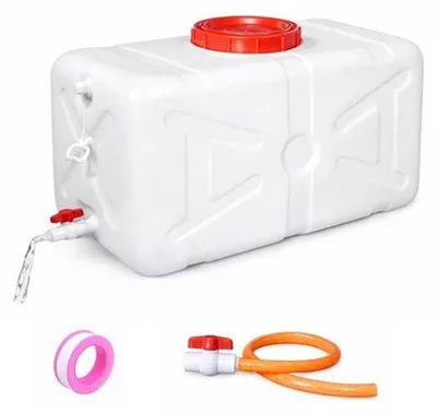 Productafbeelding van Waterreservoir 50 liter met afvoerkraan, schroefdeksel, HDPE, wit