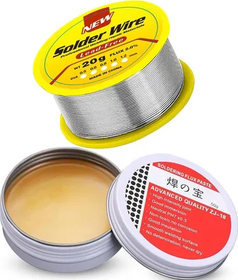 Produktbild von Lötzinn 0.8mm mit 10g Lötpaste, Lötzinn Bleifrei mit Kolophonium kern, Lötzinn mit Flussmittel 20g, Lötdraht für die Reparatur und den Heimwerker von Elektronischen Elektrischen Lötkomponenten
