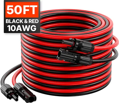 Image de SucceBuy 2x rallonge de câble solaire 10AWG 15,24m avec connecteurs
