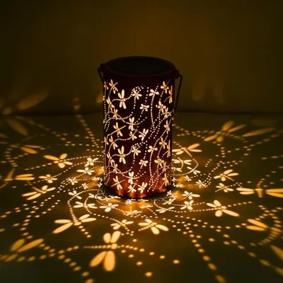 Produktbild von Qoosea Solar Laternen Garten Dragonfly Lichter im Freien wasserdichte Hohldekoration Landschaft angetriebener LED -Patio, Gehweg, Gehweg