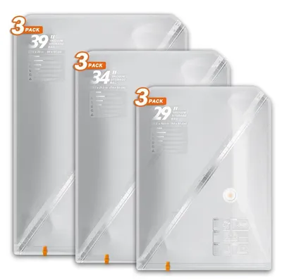 Immagine prodotto di Sacchetti sottovuoto per abbigliamento, confezione da 9 pezzi (3 piccoli, 3 medi, 3 grandi), riutilizzabili, ideali per viaggi e conservazione, colore bianco
