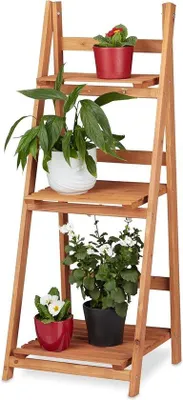 Produktbild von Famanu Pflanzenregal mit 3 Etagen - Klappbar - 1075 x 41 x 40 cm - Braun