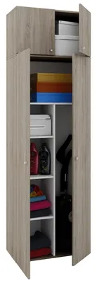 Produktbild von VCM Besenschrank | 6 Fächer | Maße B. 70 x  H. 238 x T. 40 cm | Haushaltsschrank | Mehrzweckschrank | Aufsatz mit zwei Türen - Vandol
