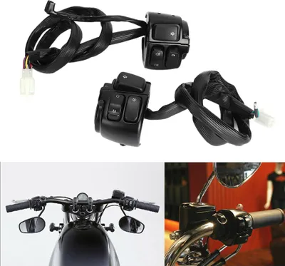 Zdjęcie produktu dla 2 sztuki Przełącznik kierownicy motocykla świateł drogowych/mijania z wiązką przewodów, czarny