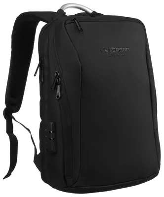 Produktbild von Peterson | Großer, geräumiger Rucksack, mit USB-Anschluss und Platz, für einen Laptop, Schwarz, 28x44.5 cm