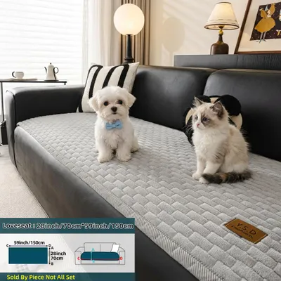 Produktbild von 1 Stück Flanell Sofabezug,rutschfest waschbar Haustierschutz,Heimdekoration,2 Sitzer L-förmige Wohnzimmer-Sofaauflage,Größe(70x150cm),Hellgrau