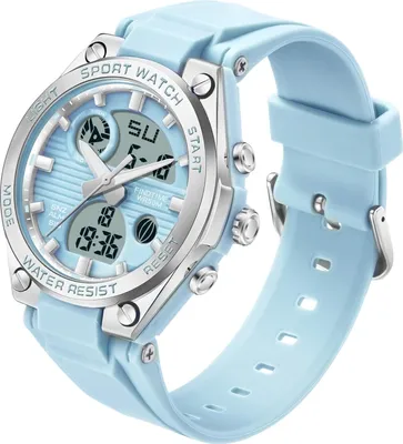 Produktbild von Armbanduhr Damen Digital mit Silikonarmband, 5 ATM wasserdicht, Digitaluhr Mädchen Jungen, Kinderuhr mit Stoppuhr, Wecker, Kalender, Datum, LED Licht
