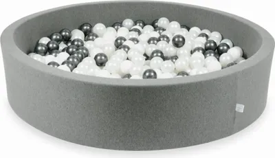 Produktbild von Dry Grey Pool 130x30 mit 600 Bällen: Weiß, Perlmutt, Metallic-Graphit
