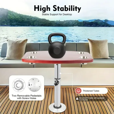 Obrázek produktu pro Nastavitelný stolek pro karavan – campingový stolek – stolek pro obytné vozy – stolek do lodí – stolek do jachet – masivní dřevo a hliník